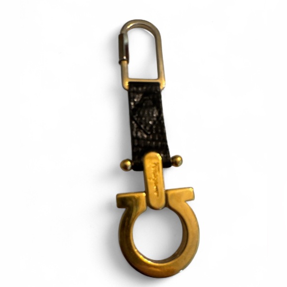 Ferragamo Gold and Black Gancini Keychain - Picture 1 of 3